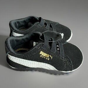 PUMA Infant/Baby Size 3C Black/White Suede Classic Soft Sole Crib Shoes Unisex